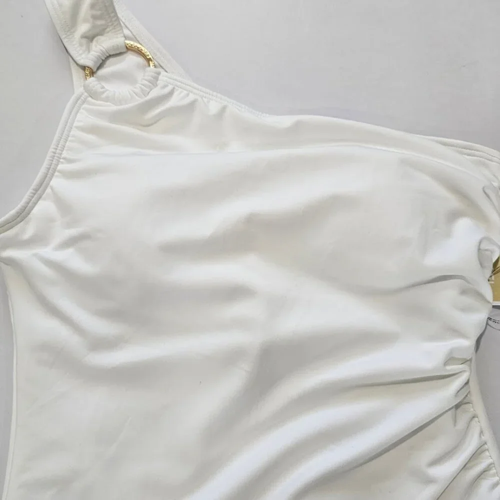 Michael Kors Iconic Solids One Shoulder One Piece Swimsuit - Picture 6 of 13